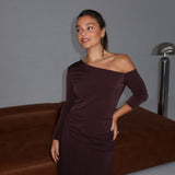 Maya Long Midi Dress in Chocolate Brown