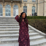 Siena Dress with Long Sleeves in Bordeaux