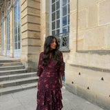 Siena Dress with Long Sleeves in Bordeaux