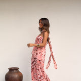 Aitana Dress in Pink and Burgundy