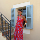 Siena Dress in Blue and Red
