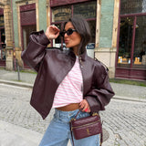 Oversized Structured Jacket in Burgundy