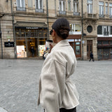 Chaqueta de lana Milano con cinturón en beige