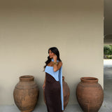 Joanna Dress In Brown and Blue