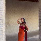 Zahara Dress in Orange and Red