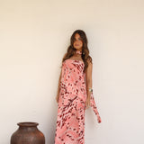 Aitana Dress in Pink and Burgundy