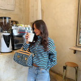 Paris Cardigan in Blue and Brown