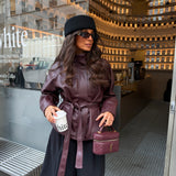 Madeleine Leather Jacket in Burgundy