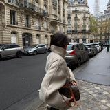Chaqueta de lana Milano con cinturón en beige