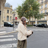 Chaqueta de lana Milano con cinturón en beige
