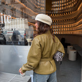 Madeleine Leather Jacket in Olive Green
