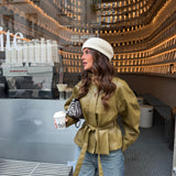 Madeleine Leather Jacket in Olive Green
