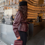 Madeleine Leather Jacket in Burgundy