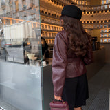 Madeleine Leather Jacket in Burgundy