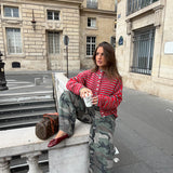 Paris Cardigan in Grey and Red