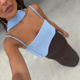Joanna Dress In Brown and Blue